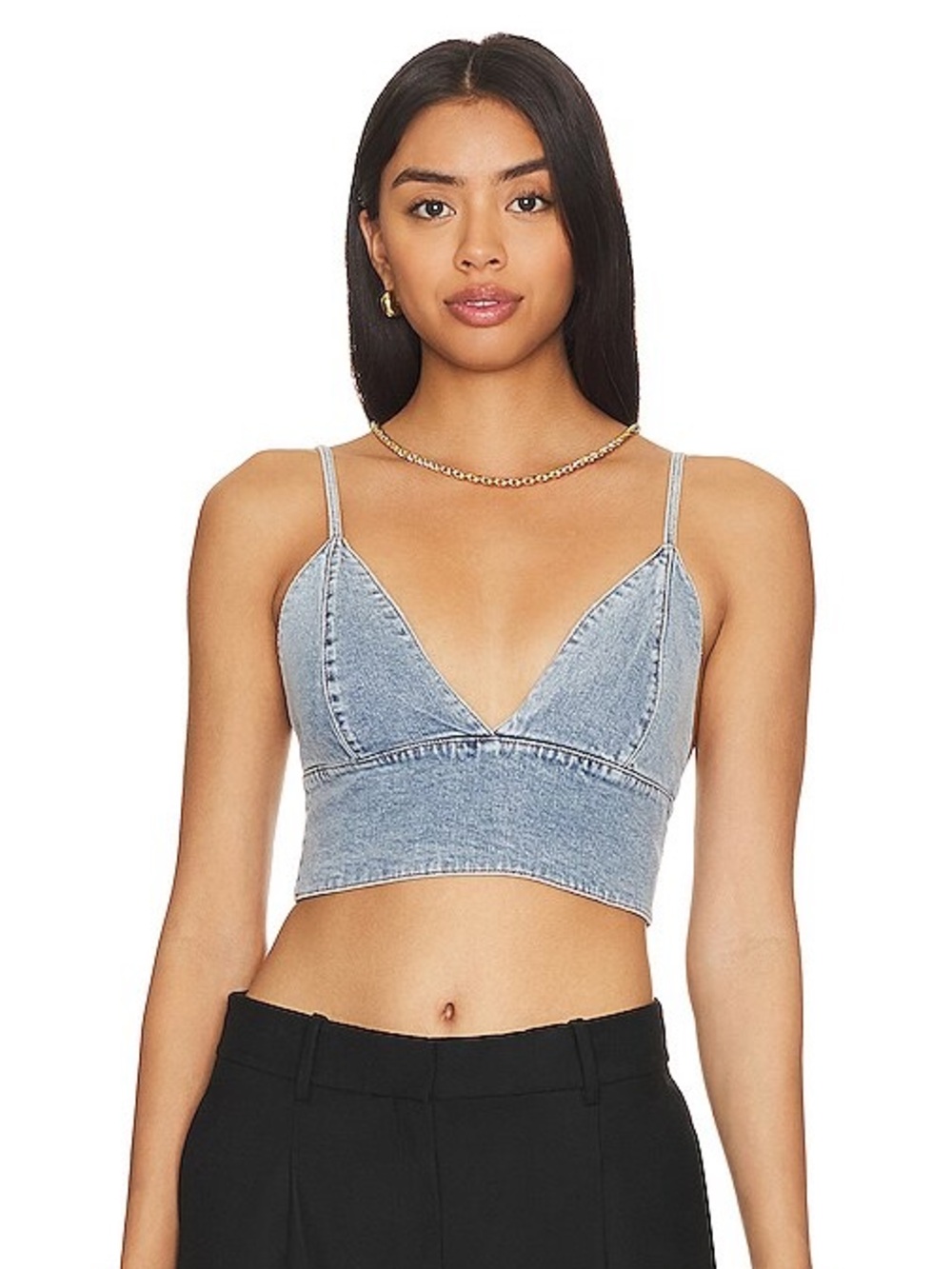 ALICE + OLIVIA Carli Denim Bra Top